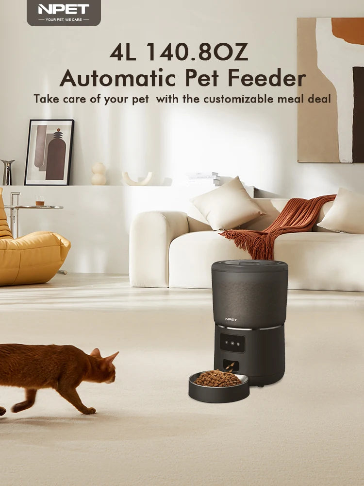 Automatic Smart Pet Feeder with Stainless Steel Bowl