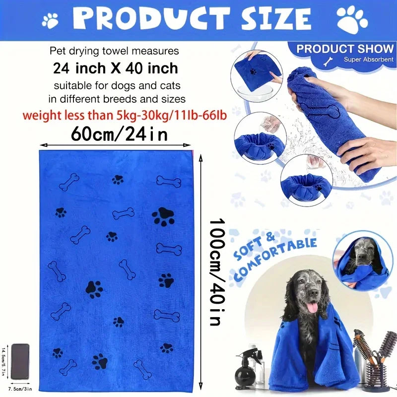 Quick-Drying Microfiber Dog & Cat Bath Towel