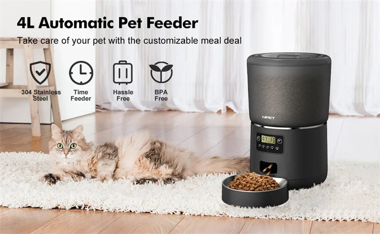 Automatic Smart Pet Feeder with Stainless Steel Bowl