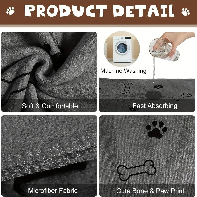 Quick-Drying Microfiber Dog & Cat Bath Towel