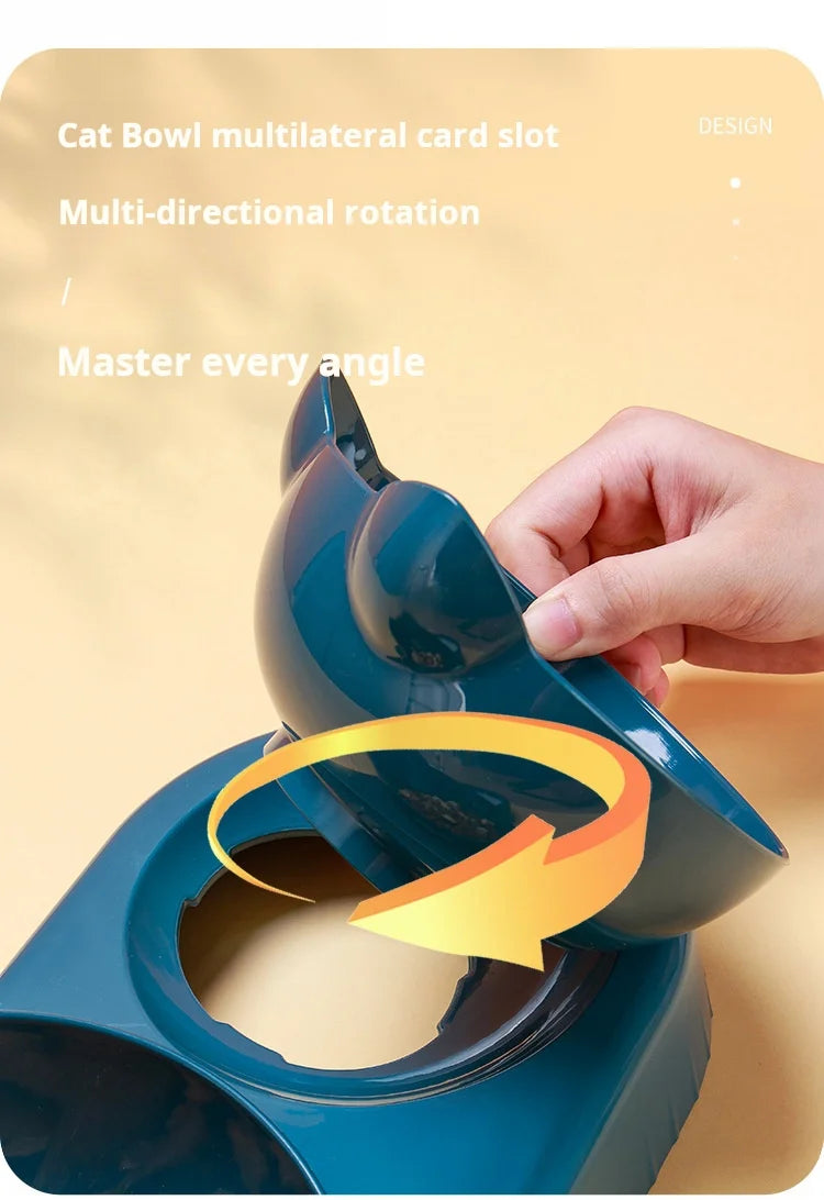 3-in-1 Cat Food & Water Bowl Set with Gravity Feeder