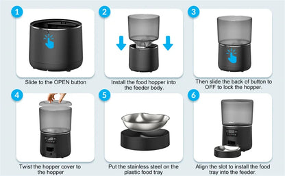 Automatic Smart Pet Feeder with Stainless Steel Bowl